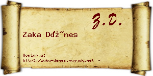 Zaka Dénes névjegykártya