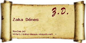 Zaka Dénes névjegykártya